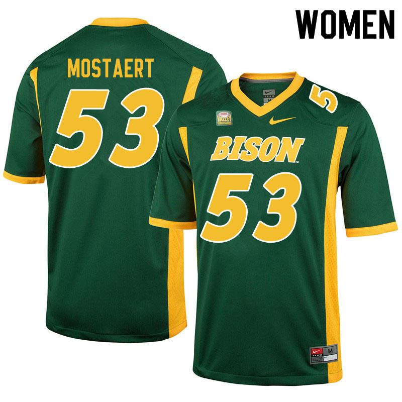 Women #53 Eli Mostaert North Dakota State Bison College Football Jerseys Sale-Green